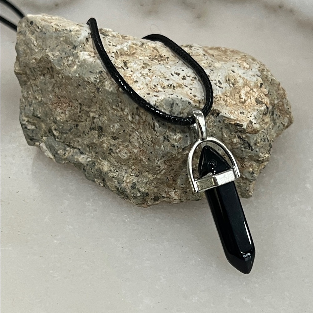 Black Onyx Corded Pendant Necklace